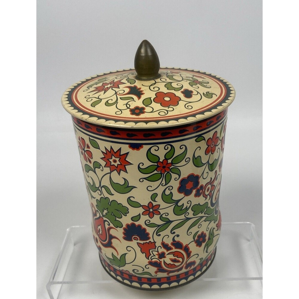 Murray-Allen Regal Crown Vintage Candy Tin England Floral Mod MCM